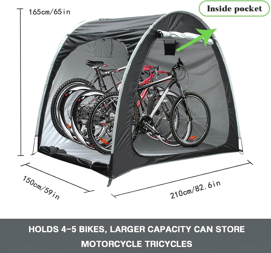 Bike Cover Bicycle Tent Can Be Spliced Outside Storage Sheds with Double Doors for 2-5 Bikes Lawn Mower Storage,Black(Purple)