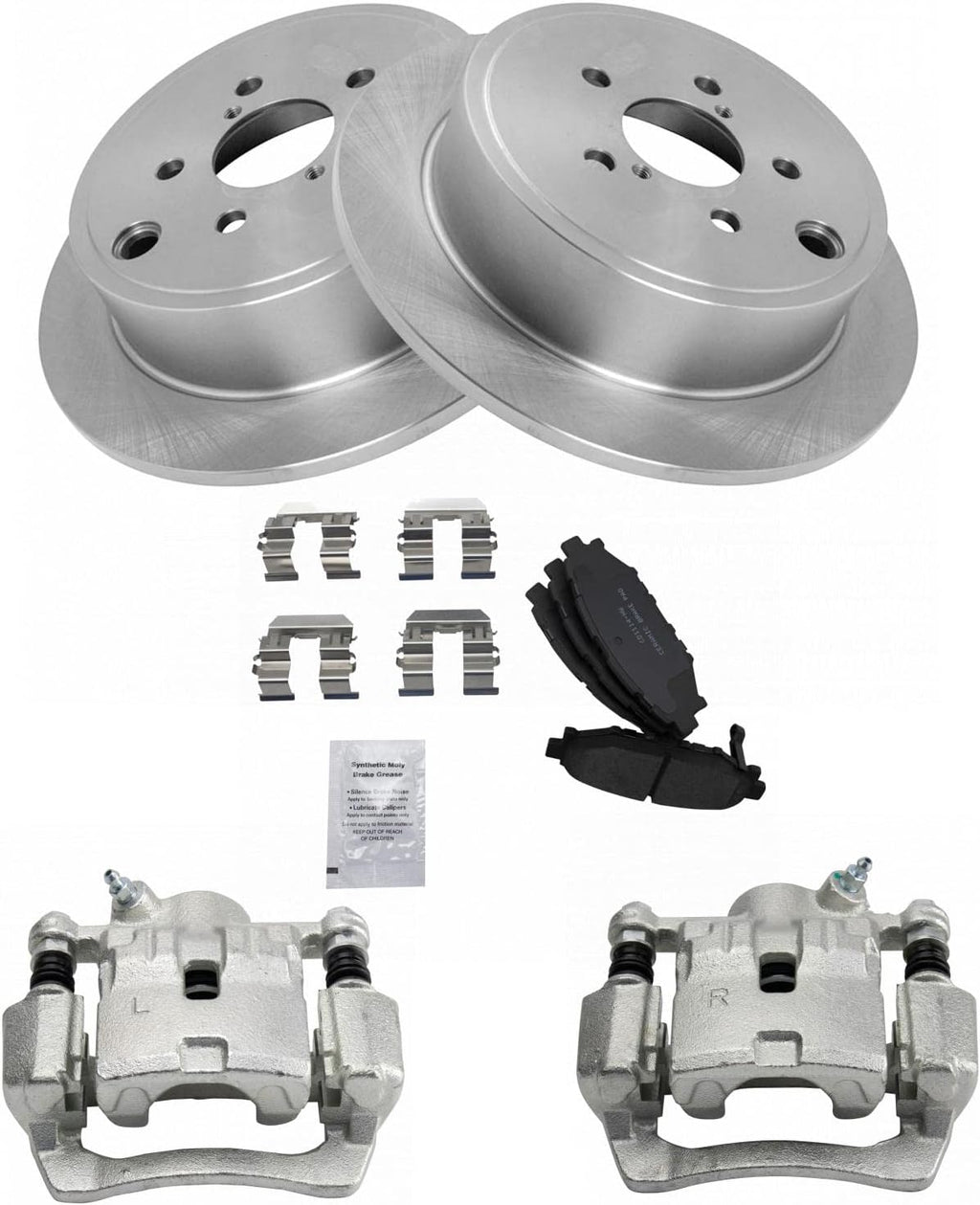 TRQ Rear Brake Pad and Rotor Set Ceramic Rotors Calipers Compatible with 2009-2013 Subaru Forester 2008-2014 Impreza