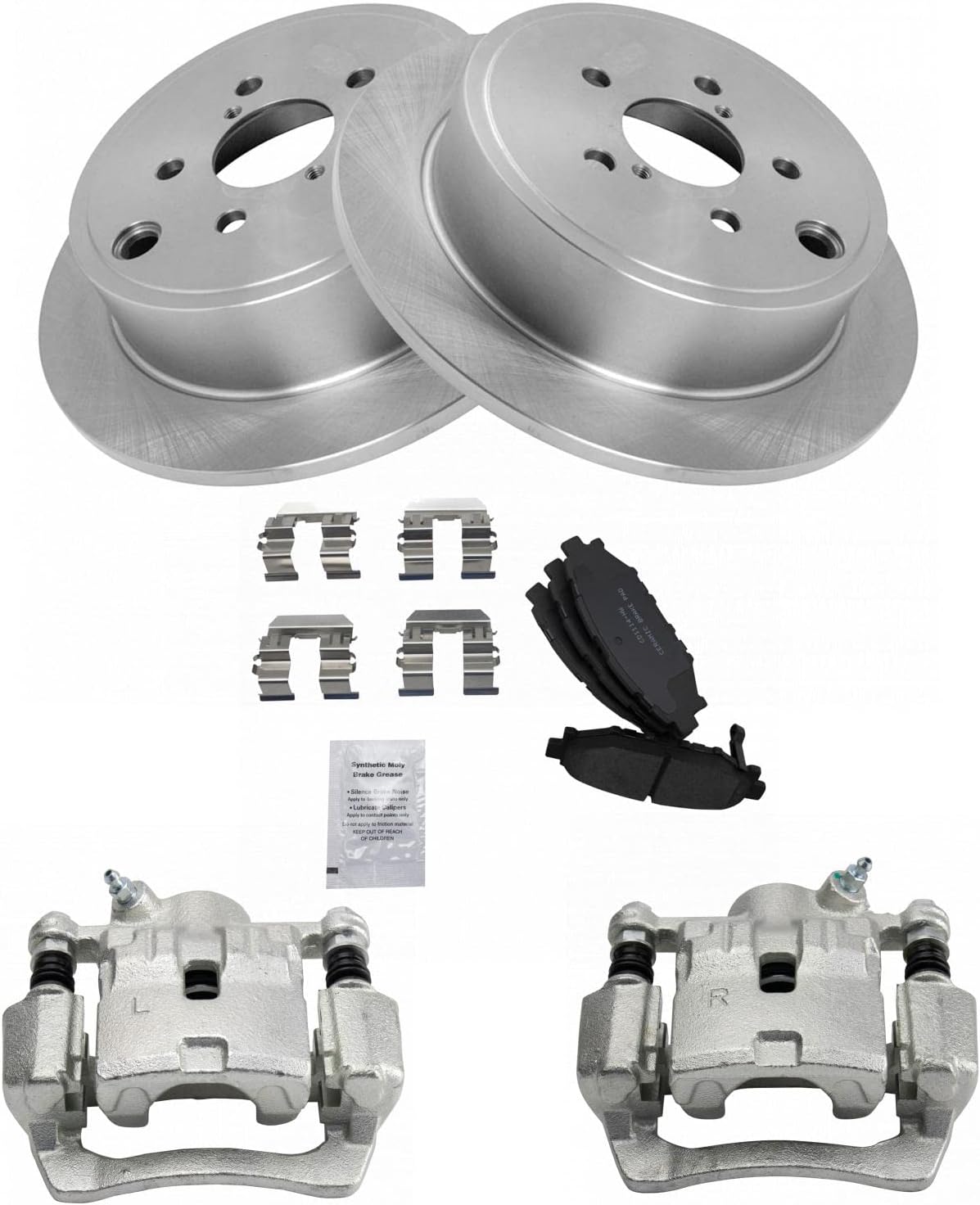 TRQ Rear Brake Pad and Rotor Set Ceramic Rotors Calipers Compatible with 2009-2013 Subaru Forester 2008-2014 Impreza