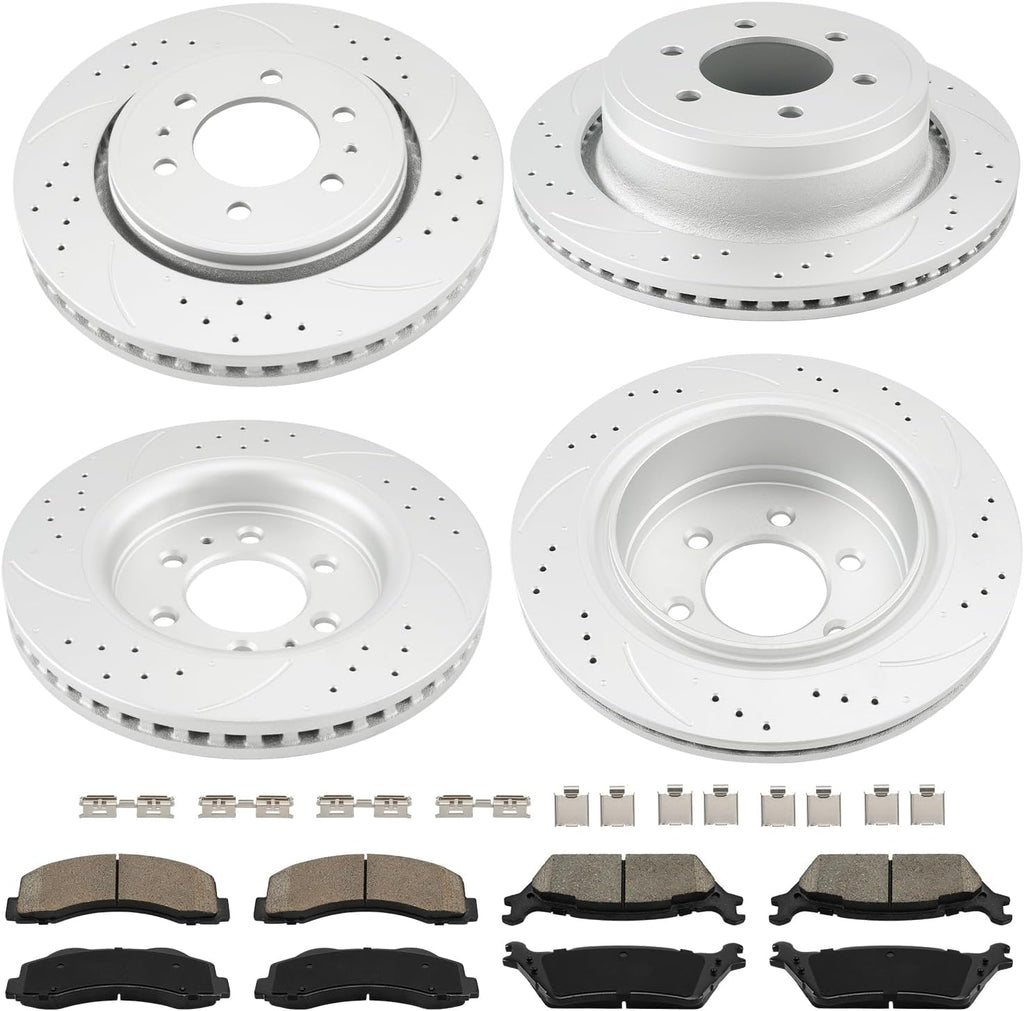 PHILTOP Front & Rear Brake Kit For Ford F-150 2012 2013 2014 2015 2016 2017 2018 2019 2020, Disc Rotors with Ceramic Brake Pads Replace #8PR3200046