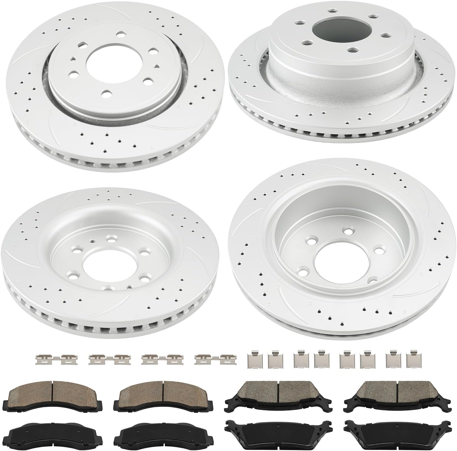 PHILTOP Front & Rear Brake Kit For Ford F-150 2012 2013 2014 2015 2016 2017 2018 2019 2020, Disc Rotors with Ceramic Brake Pads Replace #8PR3200046