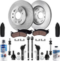 Detroit Axle - Front Brake Kit for Avalanche Silverado Sierra 1500 GMC Yukon Chevy Tahoe, Disc Brake Rotors Ceramic Brake Pads Lower Ball Joints Sway Bars Tie Rods Boots Replacement