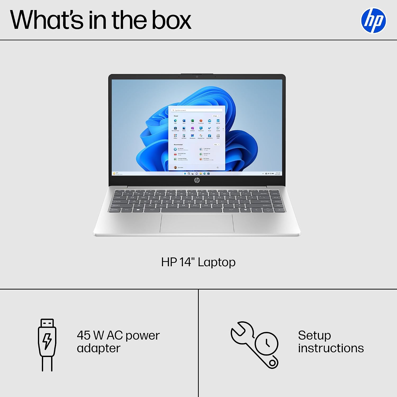 HP 14 inch Laptop HD Display| Intel Core i3-N305 Processor| Intel UHD Graphics| Webcam|Copilot|Silver| 8GB RAM | 256GB SSD | Windows 11 S | Bundle with Laptop Stand