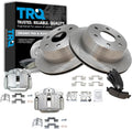 TRQ Rear Brake Pad and Rotor Set Ceramic Vented Rotors Calipers Compatible with 2003-2006 Chevrolet Silverado GMC Sierra 1500 2007 Silverado Sierra 1500 Classic