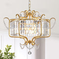 Modern Crystal Chandelier for Dining Room 24' Large Gold 6-Light Farmhouse Pendant Lighting Fixtures for Living Room Kitchen Island Hallway Bedroom Foyer