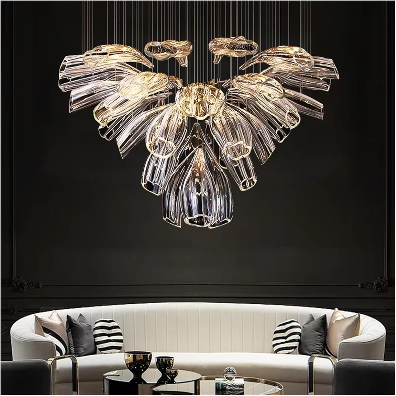 Modern Luxury Crystal LED Chandelier Living Room Restaurant Hotel Lobby Villa Glass Chandelier Gold and Silver Color Decorative Light,Dining Light Fixtures