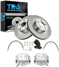TRQ Front Brake Pad and Rotor Set Ceramic Rotors Calipers Hoses Compatible with 1999-2001 Subaru Legacy 2000 Outback