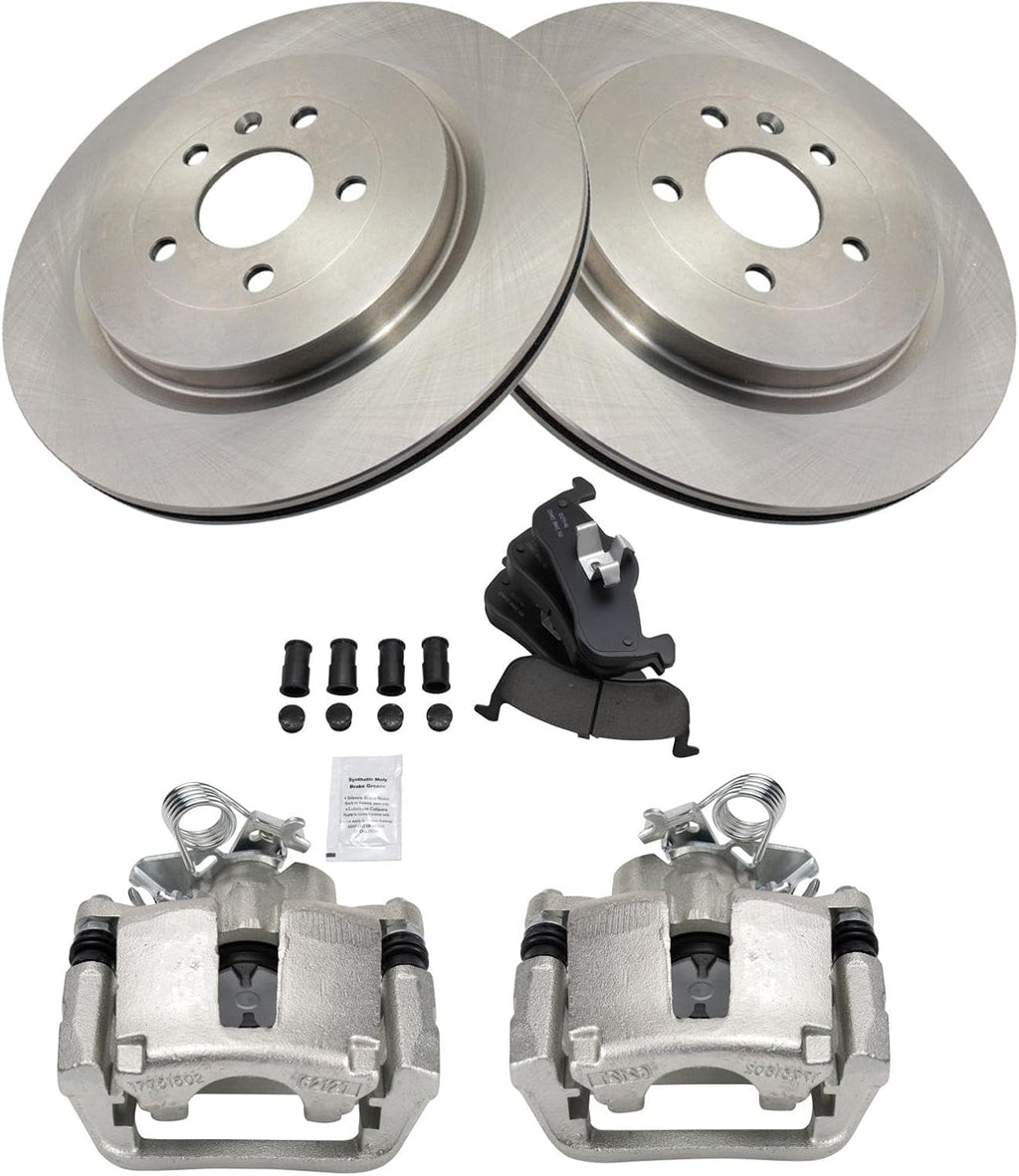 TRQ Rear Brake Pad and Rotor Set Ceramic Rotors Calipers Compatible with 2014-2016 2018 Lincoln MKT