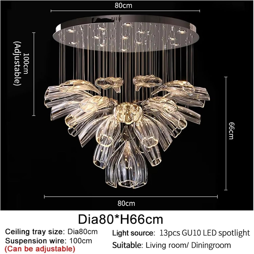 Modern Luxury Crystal LED Chandelier Living Room Restaurant Hotel Lobby Villa Glass Chandelier Gold and Silver Color Decorative Light,Dining Light Fixtures