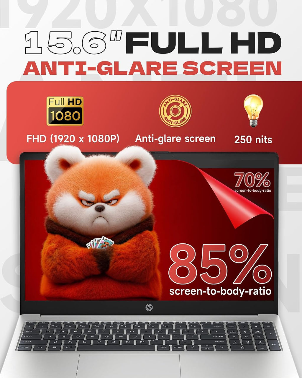 HP Laptop 250 G10, 13th Gen Intel i7-1355U (10-Core, Up to 5.0GHz), 15.6' FHD Display, 16GB RAM, 512GB SSD, Numeric Keypad, Webcam, Windows 11 Pro, WiFi 6, Bluetooth, for Business & Student