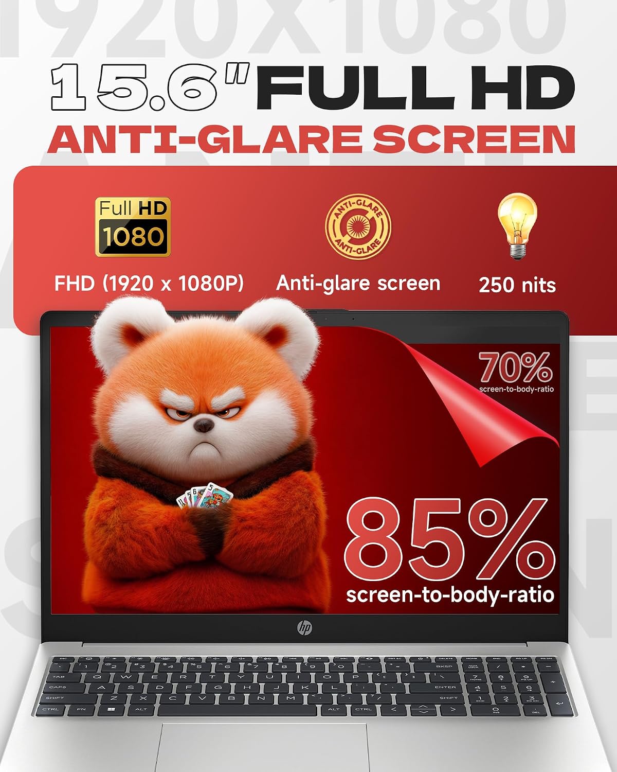HP Laptop 250 G10, 13th Gen Intel i7-1355U (10-Core, Up to 5.0GHz), 15.6' FHD Display, 16GB RAM, 512GB SSD, Numeric Keypad, Webcam, Windows 11 Pro, WiFi 6, Bluetooth, for Business & Student