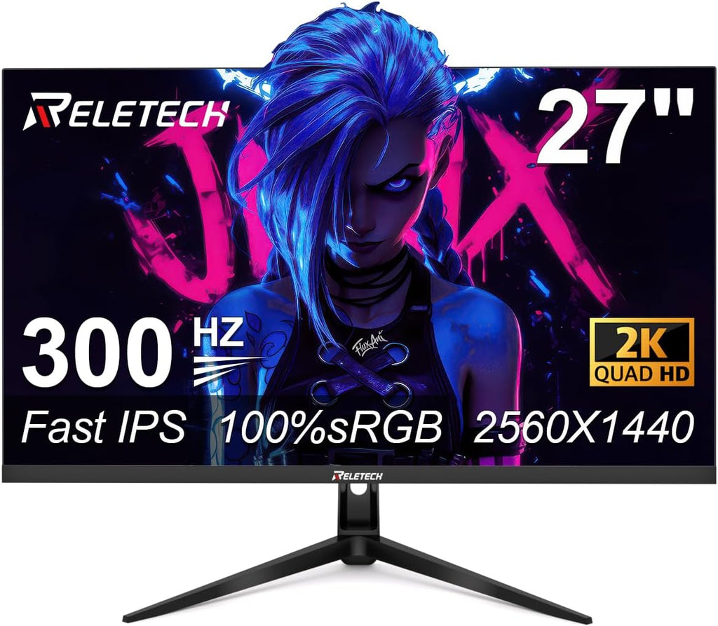 27inch Gaming Computer Monitor,2K(QHD 2560x1440) 300Hz Monitor, Fast IPS 1ms Response Time, FreeSync&G-Sync, Anti-Blue Light, Ultra Slim, 100% sRGB, DP*2 & HDMI*2 Ports VESA Mount(G27X Ultra)