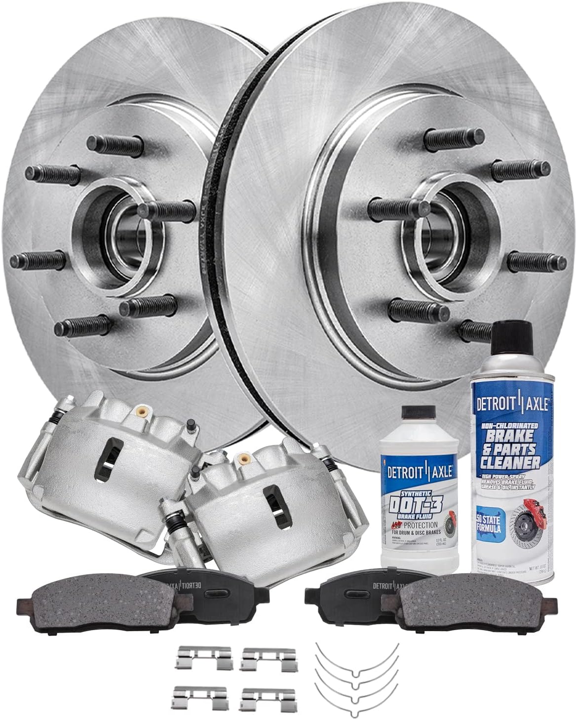 Detroit Axle - RWD Front Brake Kit for 2006 2007 2008 Lincoln Mark LT 2005-2008 Ford F-150 Brake Calipers w/Bracket Disc Brake Rotors Ceramic Brakes Pads w/Hardware Replacement