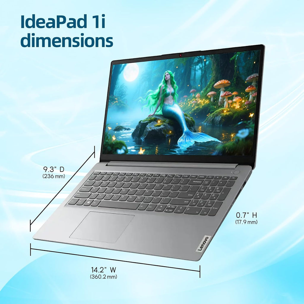 Lenovo IdeaPad Laptop, 15.6' HD LED Display, Intel Celeron Dual Core Processor, 8GB RAM, 128GB Storage, 1 Year Office 365, Wi-Fi 6, Win 11Pro, Privacy Camera, Cloud Grey