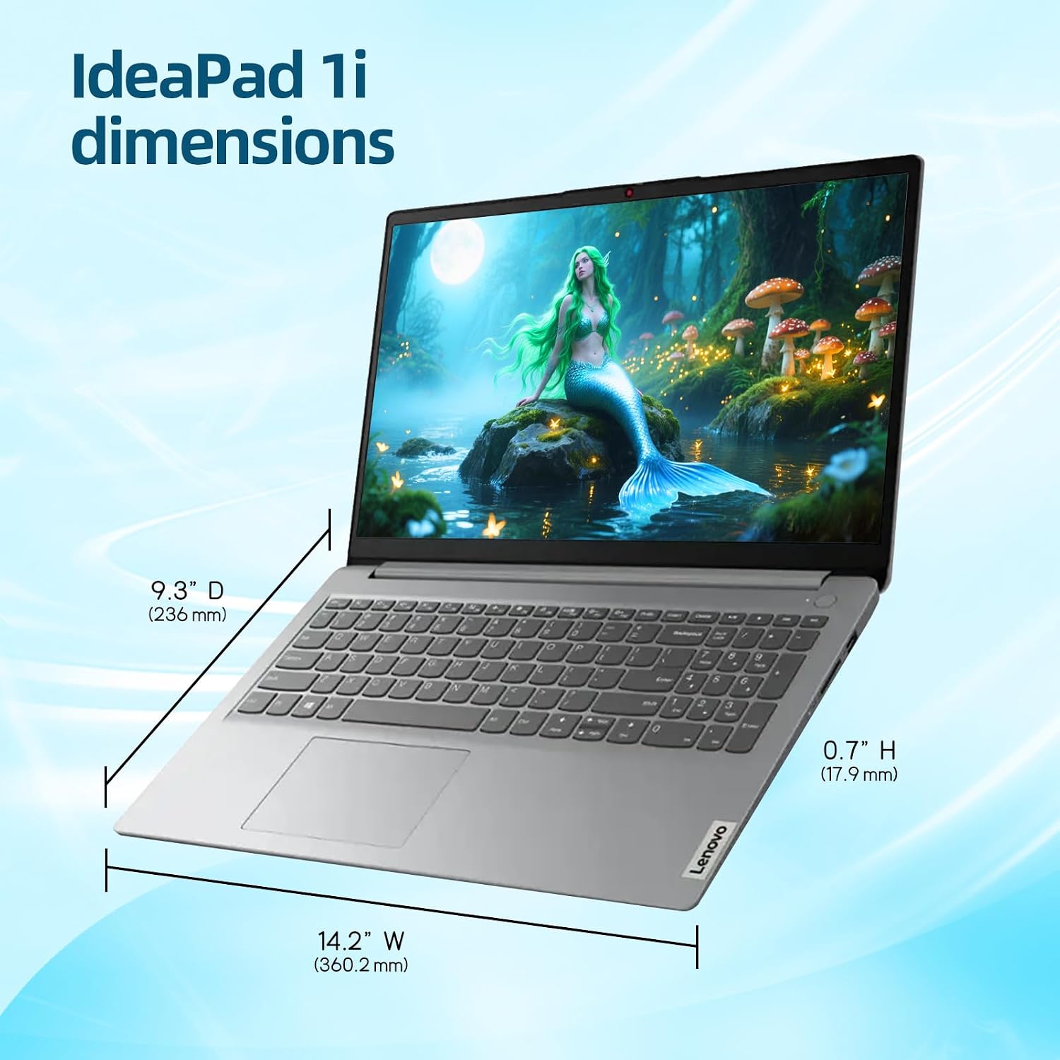 Lenovo IdeaPad Laptop, 15.6' HD LED Display, Intel Celeron Dual Core Processor, 8GB RAM, 128GB Storage, 1 Year Office 365, Wi-Fi 6, Win 11Pro, Privacy Camera, Cloud Grey