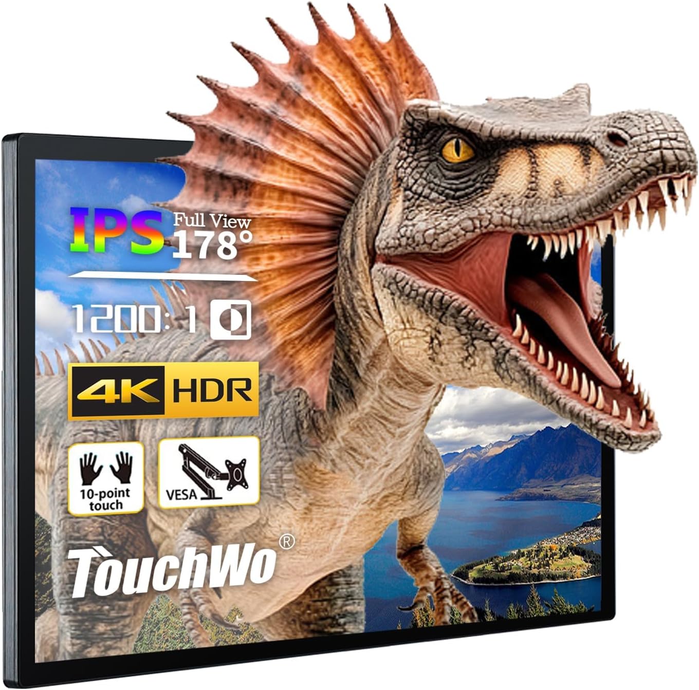 65 inch Capacitive Multi-Touch Screen Industrial Monitor, 16:9 Display 4K, Built-in Speakers, USB, VGA, DVI & HD-MI Ports, Digital Signage Displays and Player for Advertising