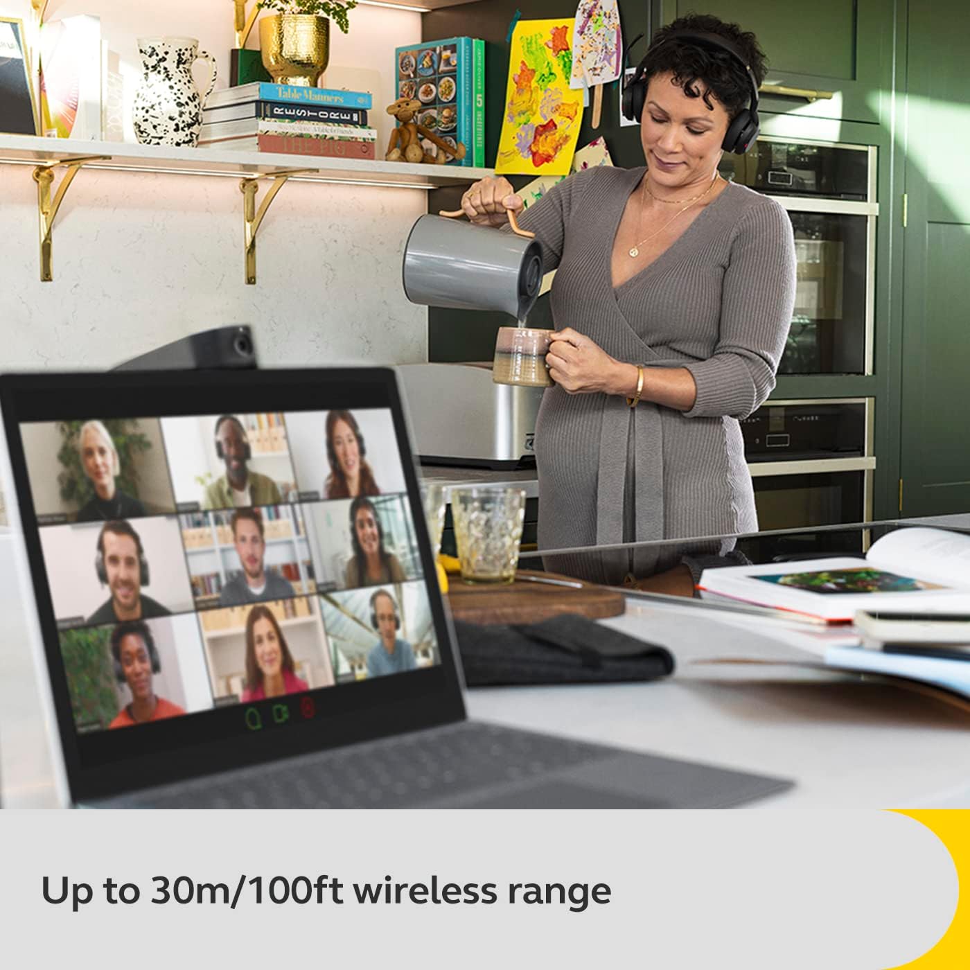 Jabra Evolve2 55 Stereo Wireless Headset - Charging Stand, AirComfort Technology, Noise-Cancelling Mics & Active Noise Cancellation - Works with UC Platforms Such as Zoom & Google Meet - Black
