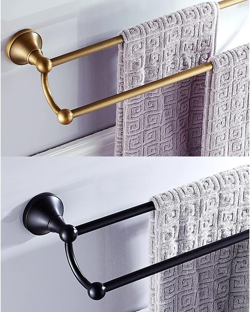 LSLYTQ Towel Rail Rack Gold Double Towel Rail Black Antique Towels Bar, Bronze Brass Chrome White Towel Holder Rack for Kitchen Bathroom Hotel Toilet for Bathroom Kitchen