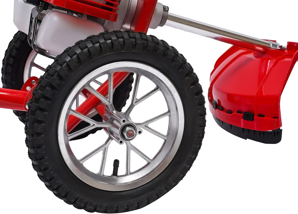Weed Wacker, 2 Stroke 49 CC Gasoline Weed Eater, 6500-7000R/Min Hand Push Weed Wacker, 0.95L Small Weedwacker, can Folded Rear Wheel, for Mountains, Hills, Plains, Orchards Etc