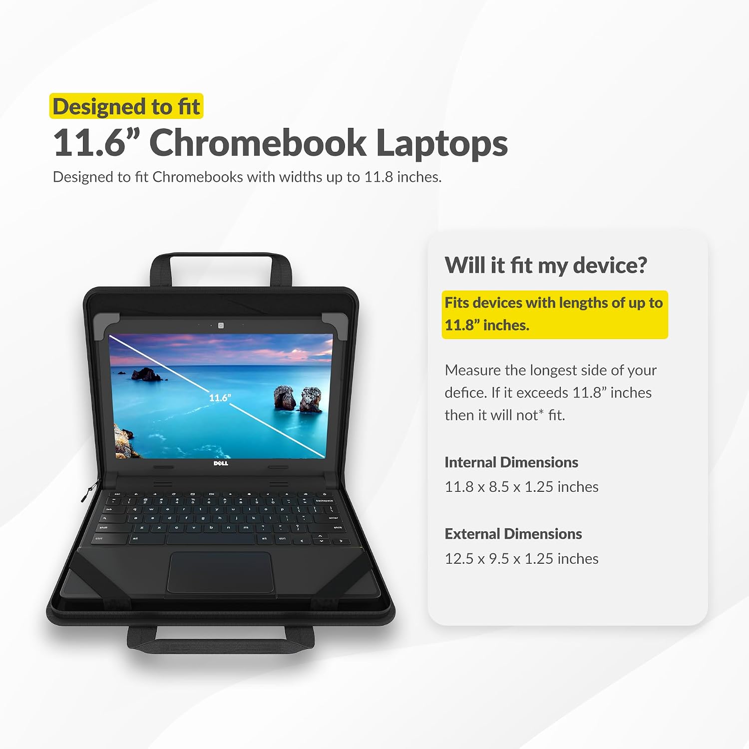 UZBL 11-11.6 Inch Zip Lite Always-on Chromebook Protective Hard Case with Accessory Pouch & Shoulder Strap (40 Pack)