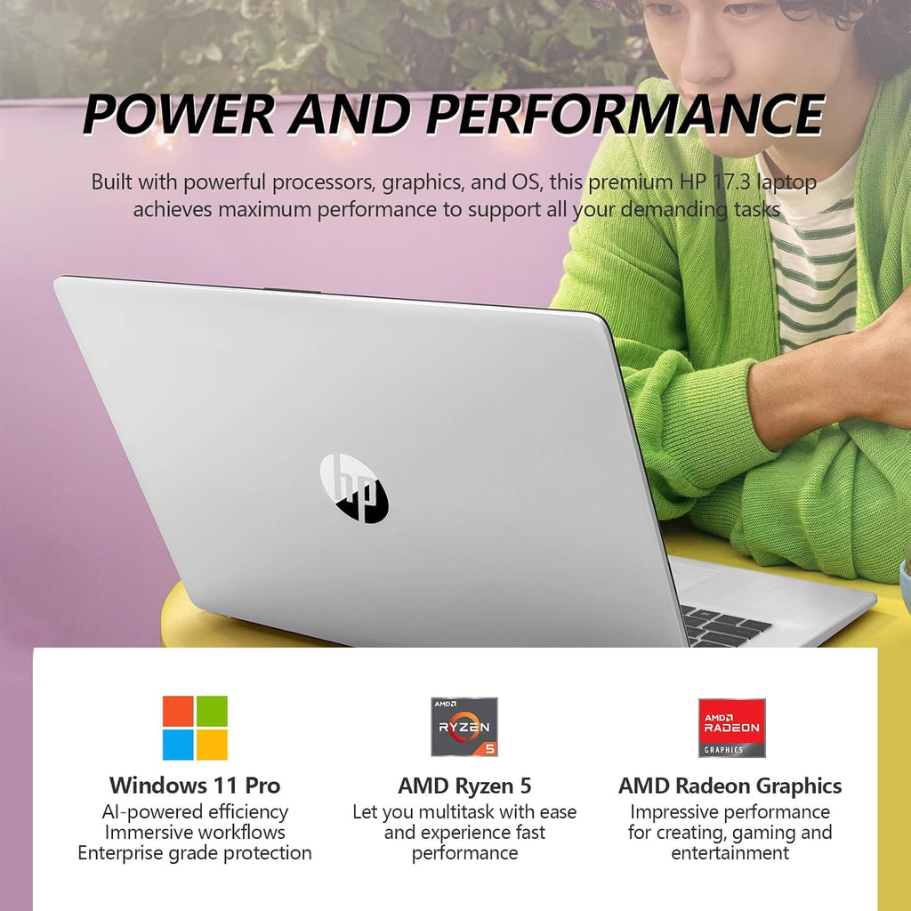 HP 17 Inch Laptop Touchscreen Computer, 17.3 HD+ Touch Screen Business Laptop, AMD Ryzen 5(6-Cores), Windows 11 Pro, 10-Key Number Pad, 64GB RAM 2TB SSD