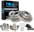 TRQ Rear Brake Pad and Rotor Set Ceramic Solid Rotors Calipers Compatible with 1999 Subaru Impreza