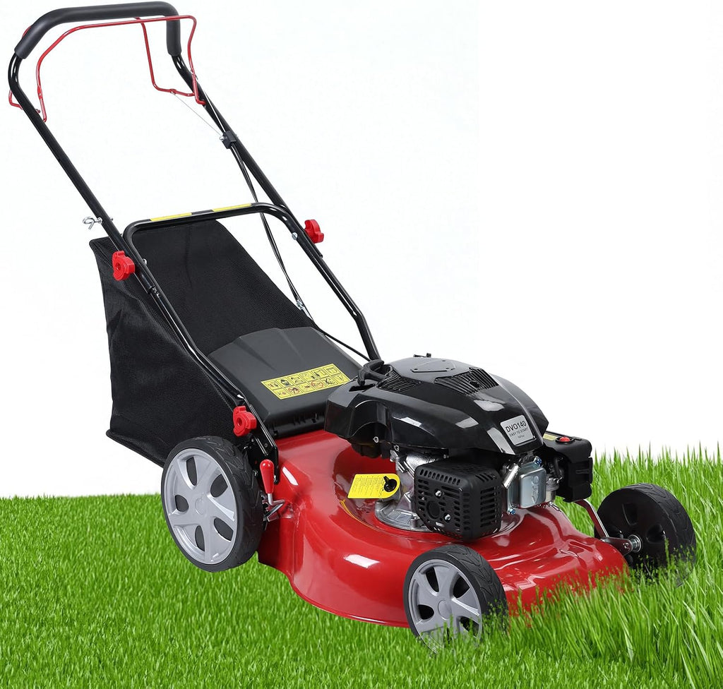 141cc Self Propelled Gas Lawn Mower, 20 inch Gas Lawn Mower Cordless Push Mower with 4-Stroke Strong Power Engine, Side Discharge, 7 Position Cutting Height Adjustment for Lawn, Yard, Garden Red