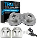 TRQ Front Brake Pad and Rotor Set Semi Metallic Vented Rotors Calipers Compatible with 1991-1998 Jeep Cherokee 1991-1992 Comanche 1993-1998 Grand Cherokee 1991-1999 Wrangler