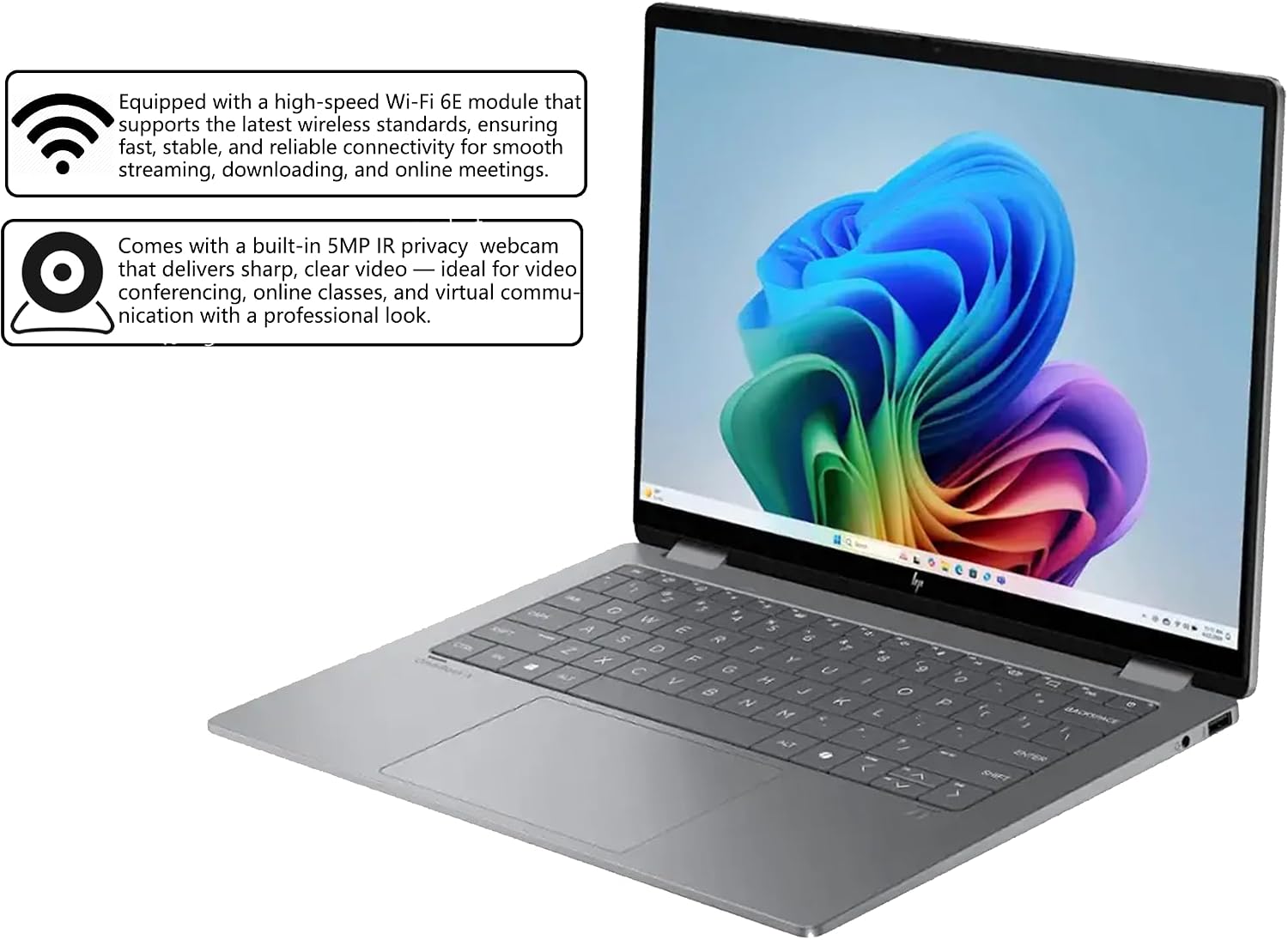 HP OmniBook X Flip 2-in-1 AI PC Laptop | 14' WUXGA Touch 400nits | AMD 6-core Ryzen AI 5 340 Up to 50 Tops | 16GB DDR5 2TB SSD | Backlit Wi-Fi6E 5MP IR Camera Poly Win11Pro w/DLCA Accessory