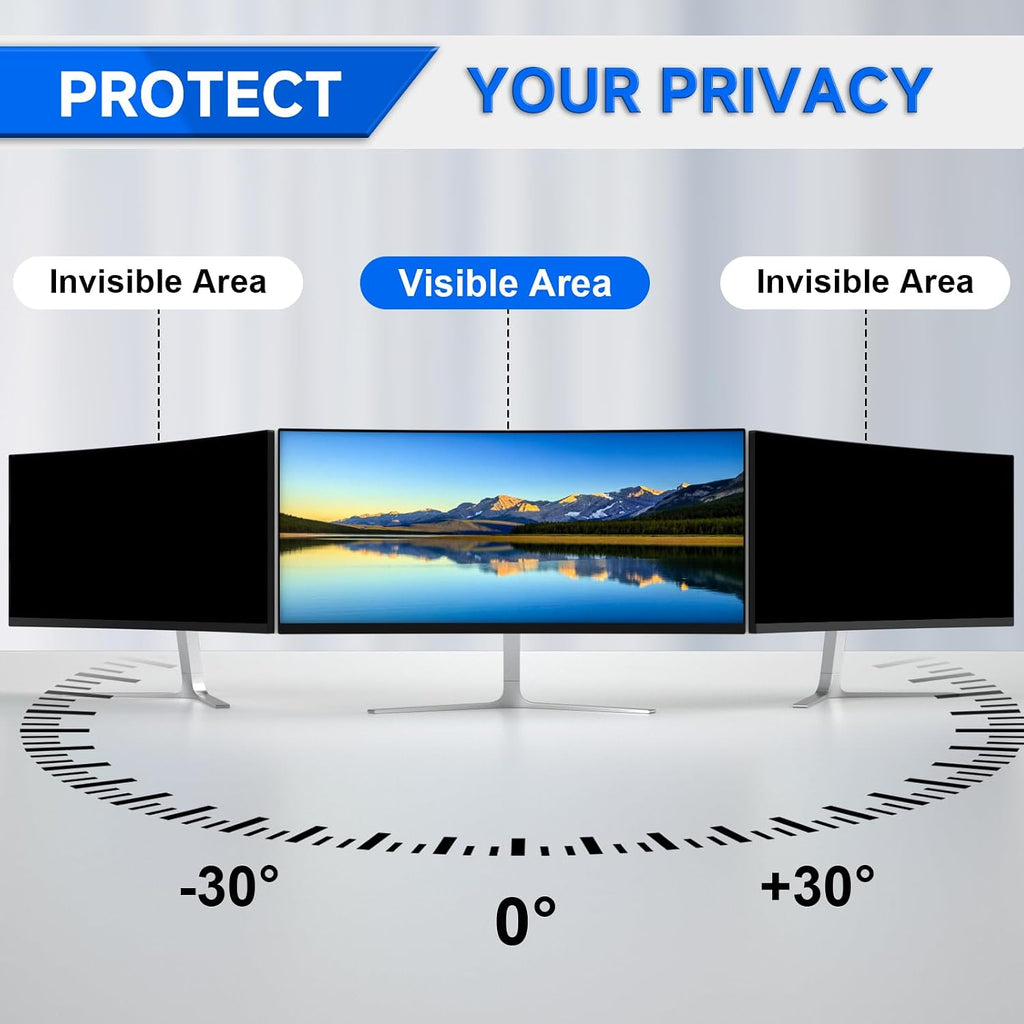 [2-Pack] Privacy Screen For Computer Monitor, 35-Inch 21:9 Aspect Ratio; Anti Spy/Bule Light/Glare And Eye Protection, 2 Install Ways Removable For Office, Airport, Cafe And Other Public Area; Diagonal 35 Inches, Width 32.17 Inches, Height 13.79 Inches