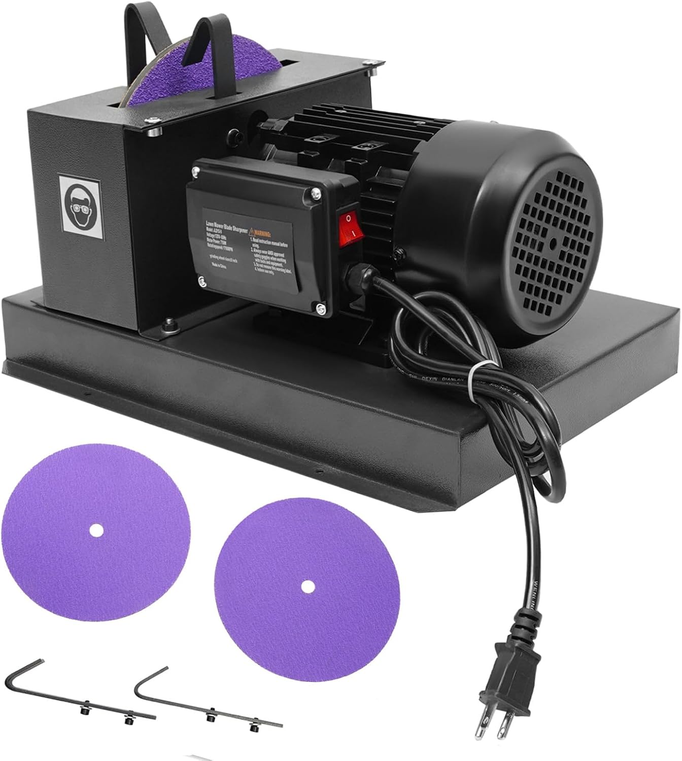 1HP 750W Lawn Mower Blade Sharpener 1700RPM Professional Electric Mower Blade Sharpener Bench Grinder Sharpening Machine with 9inch Ceramic Wheel for High/Low Lift Blades, Gator/Flat Blades