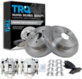 TRQ Rear Brake Pad & Rotor Ceramic Vented Rotors Calipers Compatible with 2009-2020 Nissan Murano Pathfinder Quest 2013 Infiniti JX35 2011-2013 M37 M56 2012-2013 M35h 2014-2018 Q50 Q60 Q70 Q70L QX60