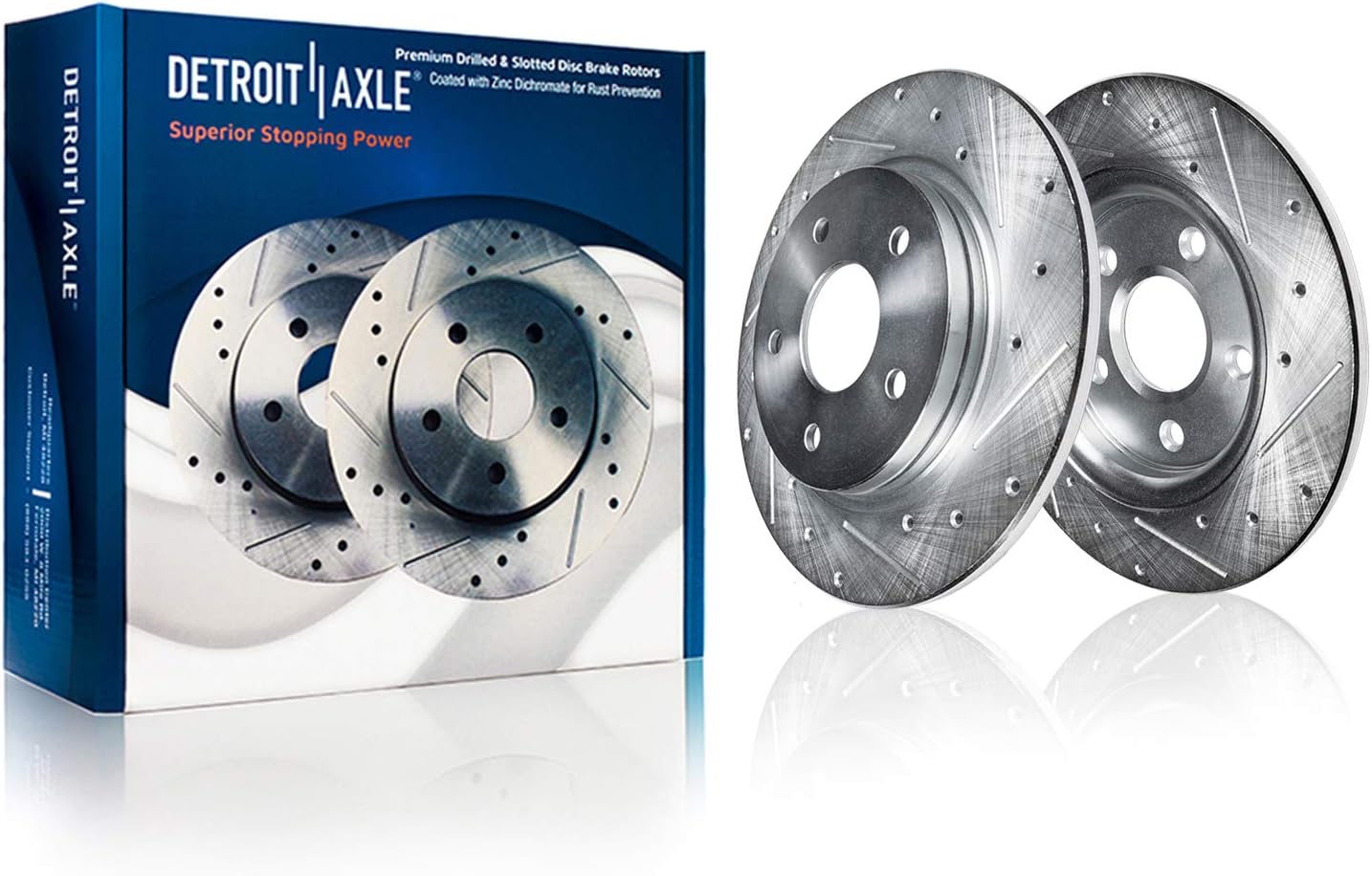 Detroit Axle - Brake Kit for 2000-05 Chevy Impala Monte Carlo 1998-99 Intrigue 11.92' inch Front & 10.94' inch Rear Drilled Slotted Brake Rotors Ceramic Brakes Pads 2001 2002 2003 2004 Replacement