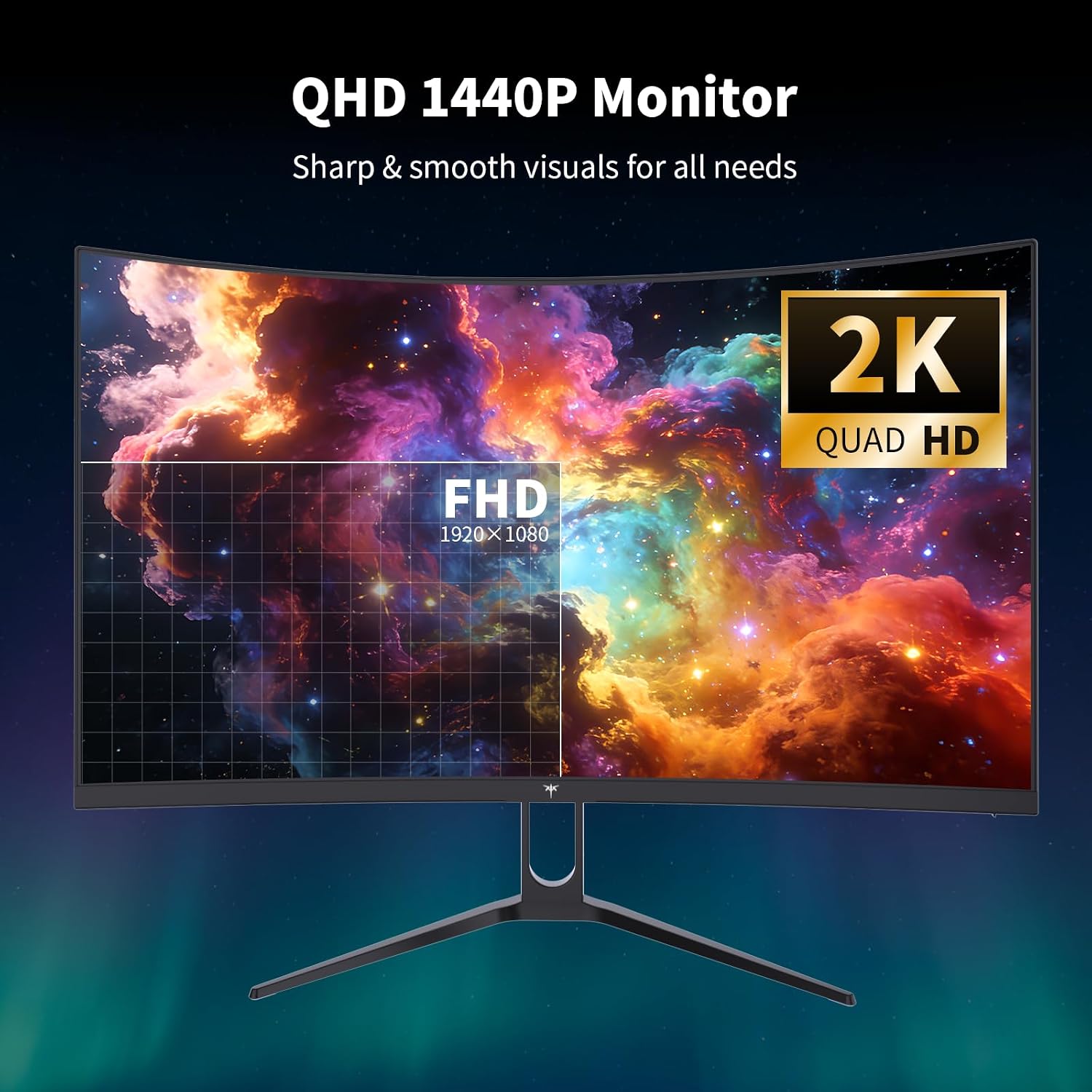 KTC H27S5C 27' Curved Gaming Monitor, 1440P QHD 144Hz 120Hz Monitor, 1500R HVA Panel, HDR400, Adaptive Sync, 400nits, HDMI 2.0 x2, DP 1.4, VESA 100x100 PC Monitor