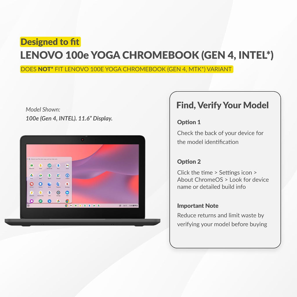 UZBL Air Hard Shell Case for Lenovo Chromebook 100e Gen 4 (Intel) / 100w Gen 5, Student-Proof K-12 Protective Clear Cover (30-Pack)