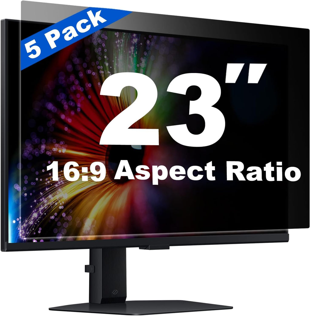 [5 Pack] 23 Inch Computer Privacy Screen for 16:9 Aspect Ratio Widescreen Monitor, Eye Protection Anti Glare Blue Light Filter Shield, Removable Anti-Scratch Anti Spy Protector