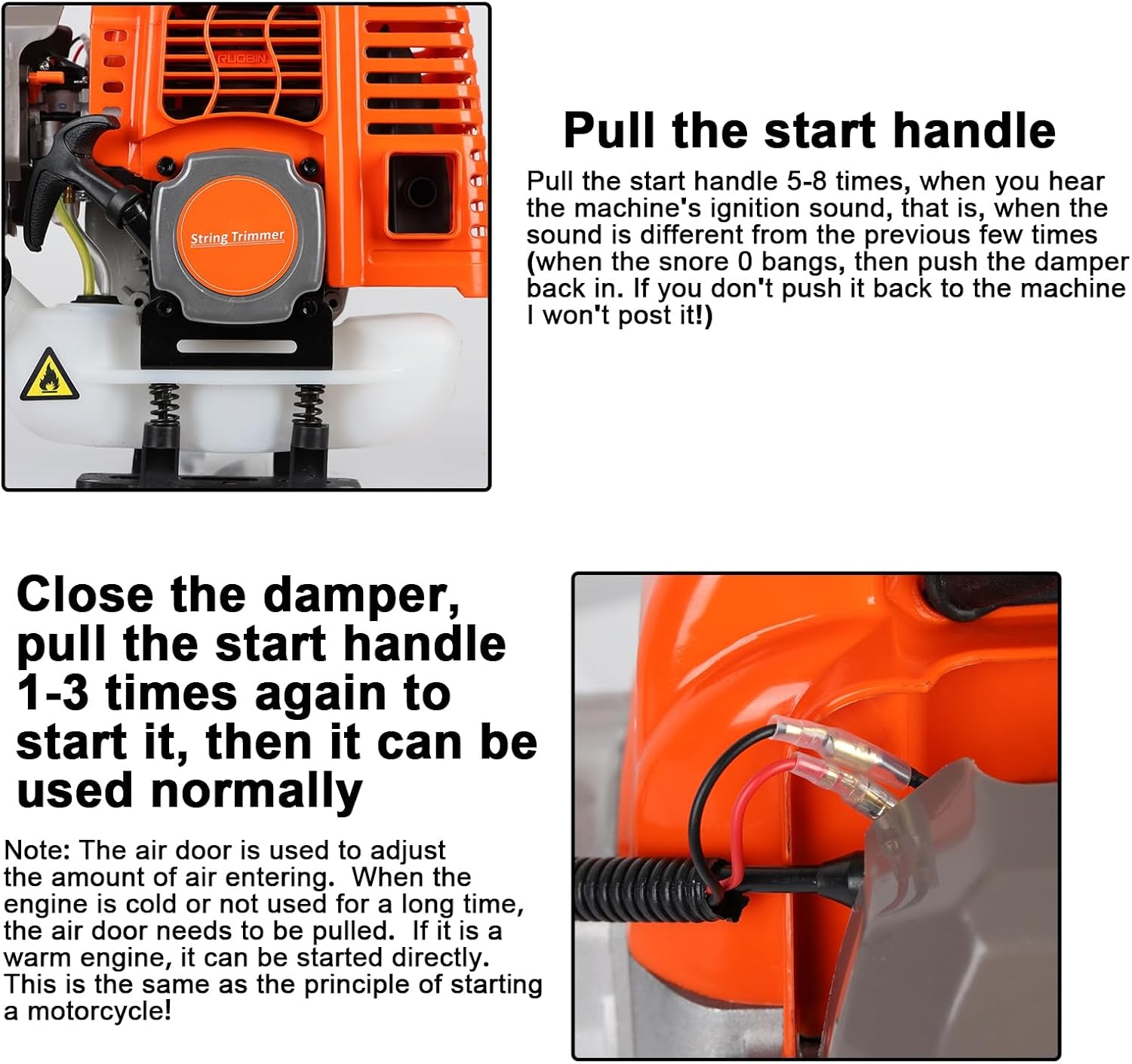 Weed Wacker Weed Eater 5 in 1 Lawn Mower, 52CC Gas Weed Trimmer, Cordless Hedge Trimmer, 2-Stroke Brush Cutter, Handheld Chainsaw Hedge Pruner Orange