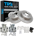 TRQ Rear Brake Pad and Rotor Set Ceramic Solid Rotors Calipers Compatible with 2002-2003 Honda Civic