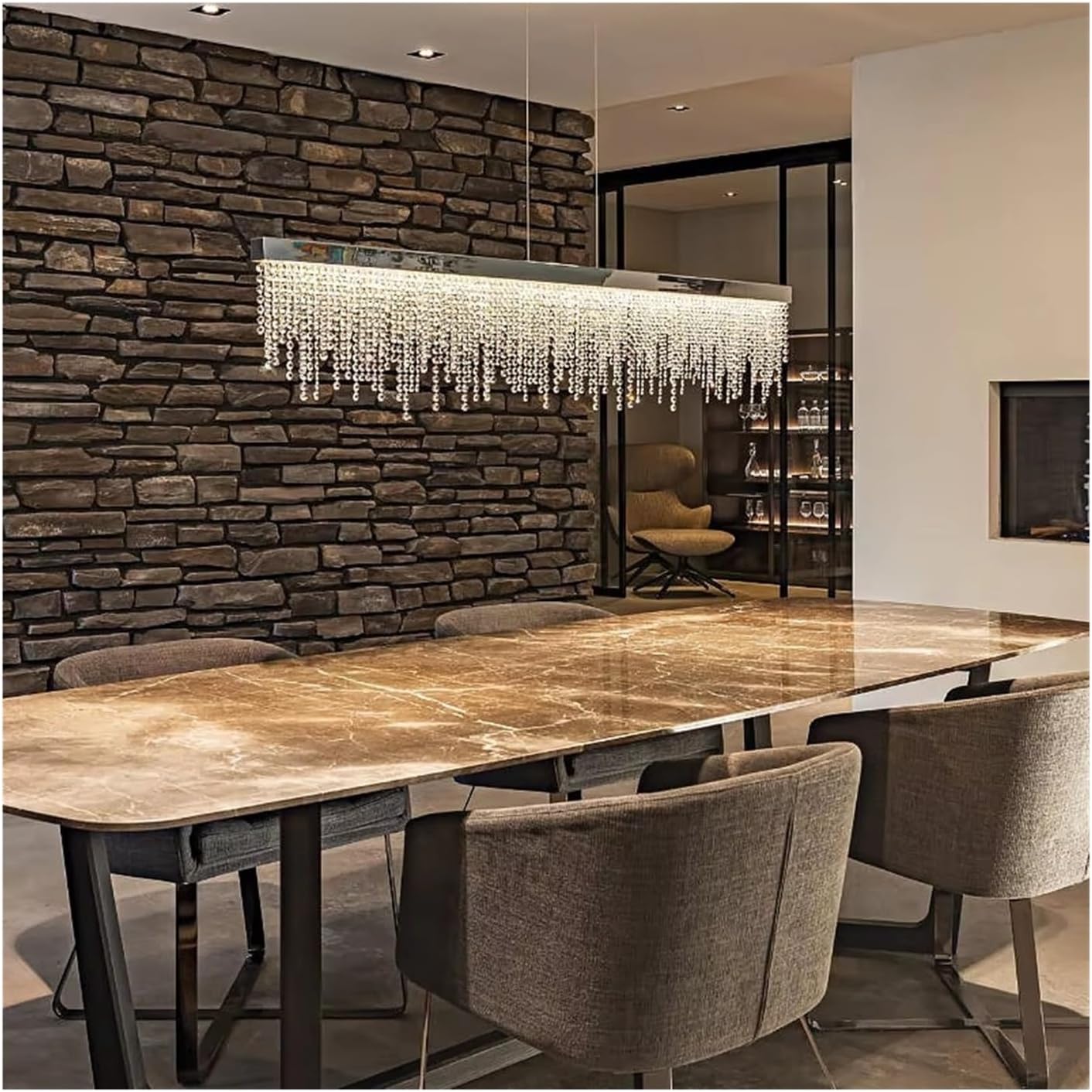 Modern Kitchen Island Crystal Chandelier Luxury Dining Room LED Hanging Light Fixture Gold/Black/Silver Home Decor Indoor Chandelier