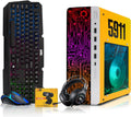 HP Gaming PC Desktop Computer 5911 AMD A10-9700, RX 550, 16GB RAM, 1TB SSD, RGB KBM with AI Copilot, WiFi, RGB Headphone, Webcam, Windows 11 (Renewed)