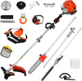 5 in 1 Multi Functional Trimming Tools - Gas Hedge Trimmer,Weed Eater,String Trimmer,Chainsaw, Brush Cutter, 52cc Gas Powered Lawn Mowers, 2024 Upgraded 2.3kw Powerful Motor Orange