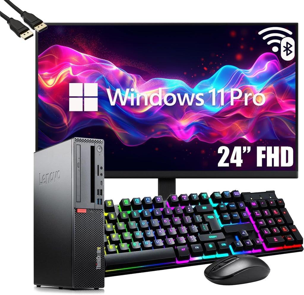 Lenovo ThinkCentre M720s SFF Desktop Computer PC with 24' FHD Monitor, Intel Core i3-8100, 16GB RAM, 512GB SSD, Wi-Fi, Keyboard & Mouse, Windows 11 Pro (Renewed)