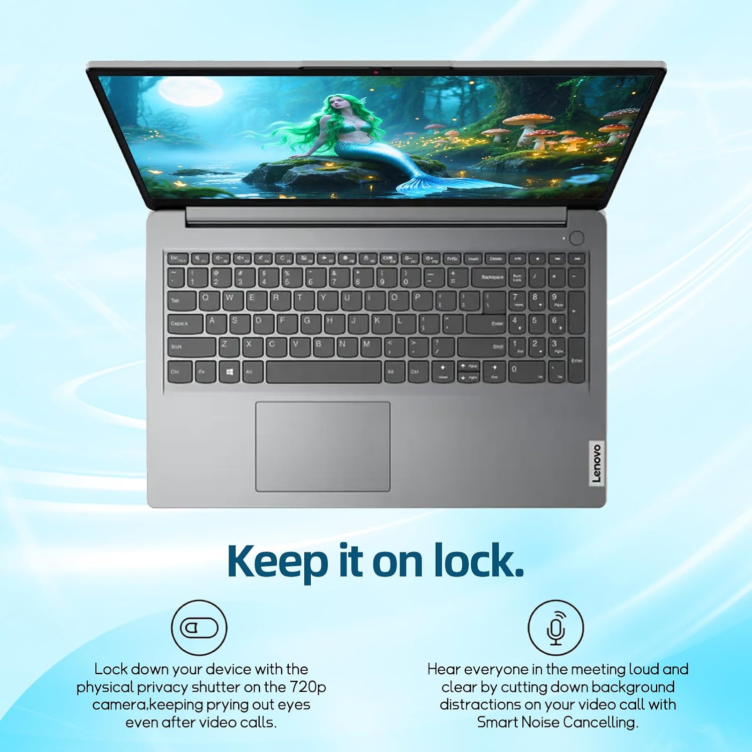 Lenovo IdeaPad Laptop, 15.6' HD LED Display, Intel Celeron Dual Core Processor, 8GB RAM, 128GB Storage, 1 Year Office 365, Wi-Fi 6, Win 11Pro, Privacy Camera, Cloud Grey
