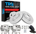 TRQ Performance Front Brake Pad and Rotor Set Ceramic Vented Coated Slotted Drilled Rotors Calipers Compatible with 2012-2015 Honda CR-V