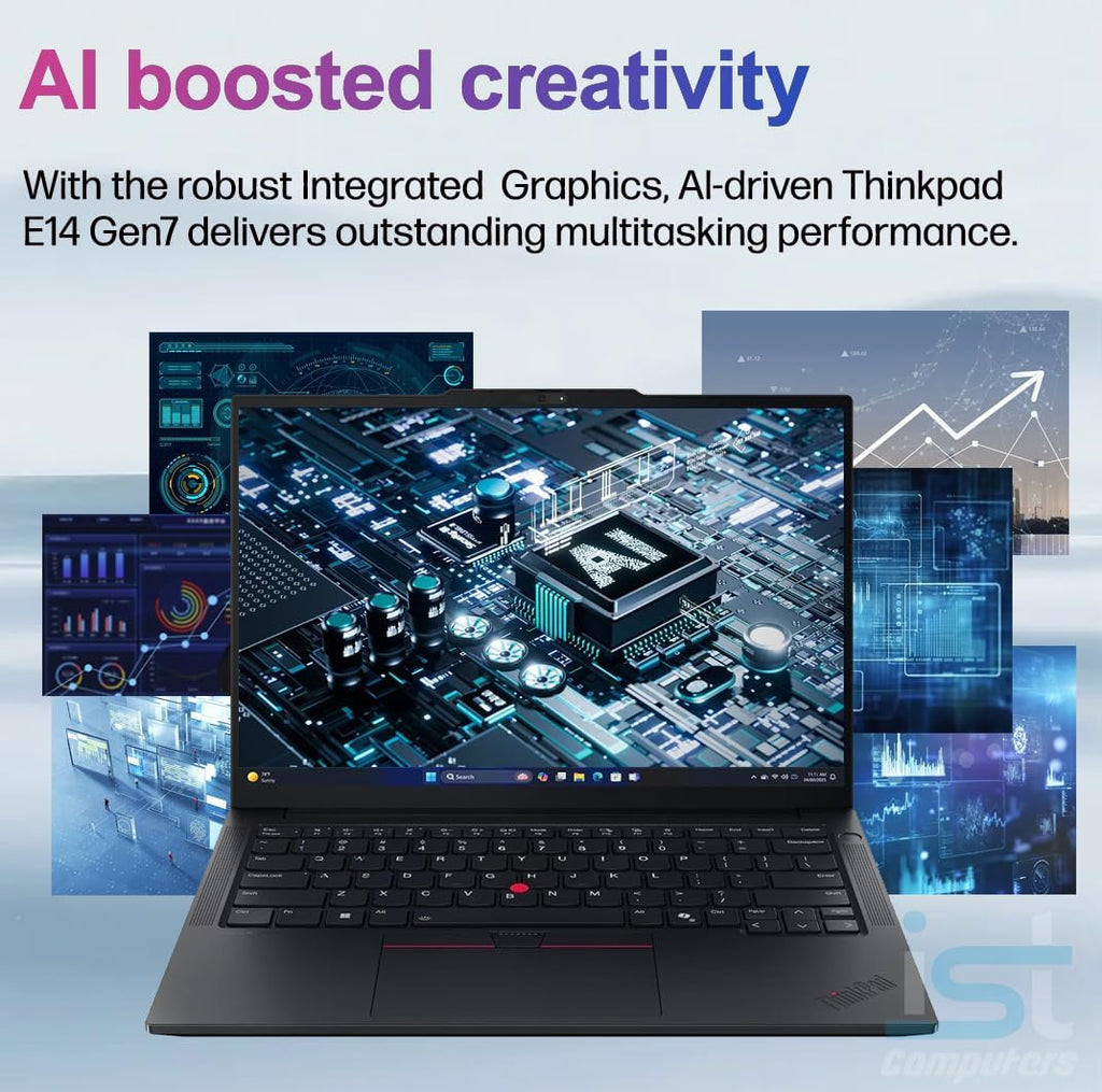 Lenovo ThinkPad E14 Gen 7 Business AI PC Laptop (14' FHD+, AMD Ryzen 7 250 (> Intel Ultra 7 155U), 16GB DDR5 RAM, 512GB SSD), Backlit KB, Fingerprint, 5MP Webcam, Ethernet, Wi-Fi, Win 11 Pro, 2026