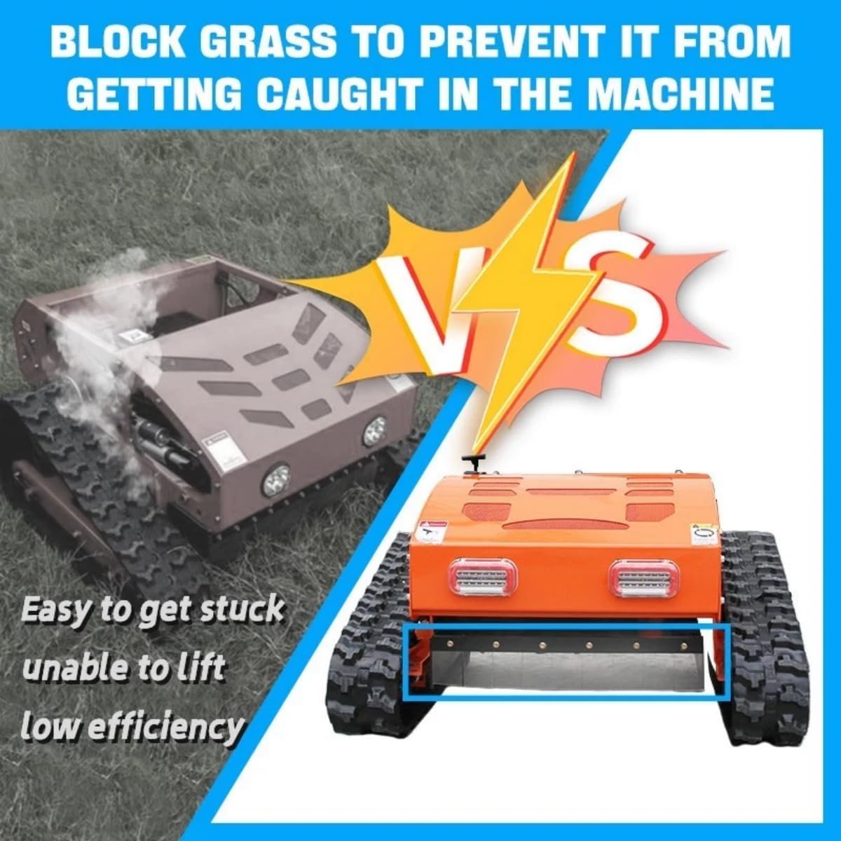 Heavy-Duty Remote Control Lawn Mower with 9Hp Four Stroke Gasoline Engine, Manganese Steel Blade, Adjustable Cutting Height and Speed, All Terrain Grass Cutter Yard Mower Remote Control