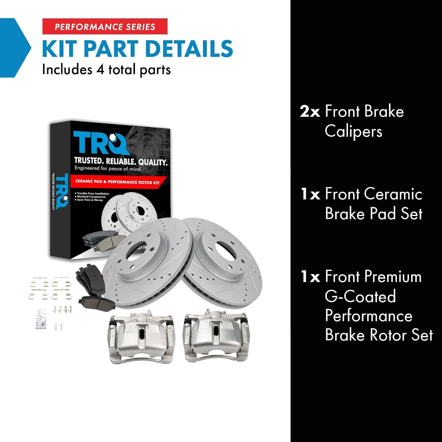TRQ Performance Front Brake Pad and Rotor Set Ceramic Vented Coated Slotted Drilled Rotors Calipers Compatible with 2013-2015 Mazda CX-5