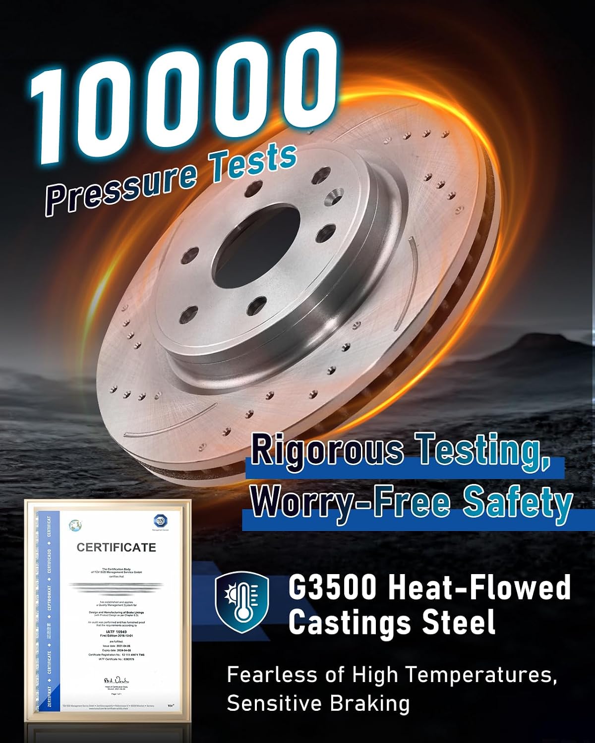 Front Brake Pads And Rotors Kit Compatible With 1988-1999 Chevrolet K1500, 95-00 Tahoe, Automotive Replacement Brake Kits Anti-rust Oil 55135 D369-7259B Drilled And Slotted Rotors 295mm(11.6in)