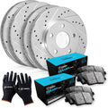 R1 Concepts Front and Rear Brake Kit Fits 2014-2015 Lexus IS350| Ceramic Brake Pads and Drilled Slotted Brake Rotors| 13.1' Front & 12.2' Rear