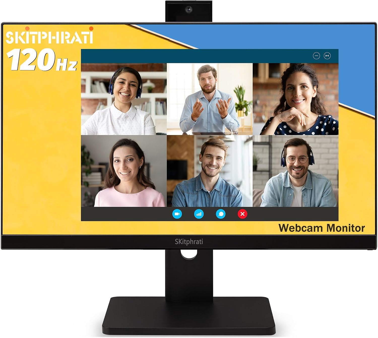 SKitphrati 23.8' 1080P IPS 120Hz Monitor for Business & Gaming - Built-in Adjustable 3MP Webcam, Mic Array, Dual Speakers, Frameless, Eye Care, HDMI/DP/VGA/USB